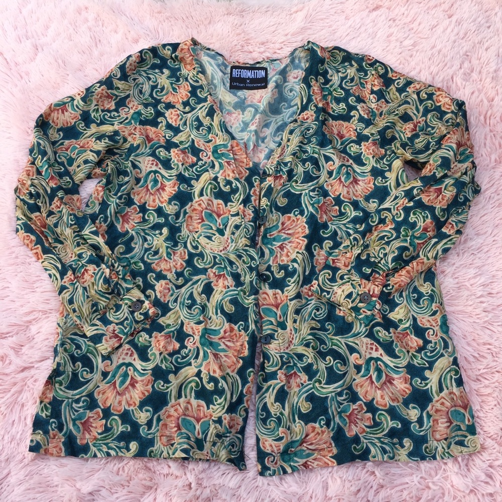 Reformation x urban renewal printed silk blouse